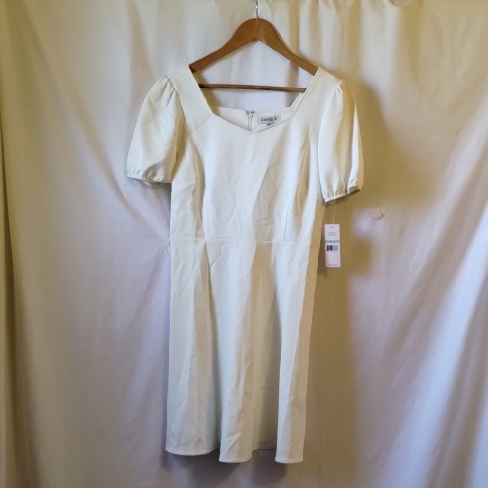 Chic Cream Puff Sleeve Midi Dress